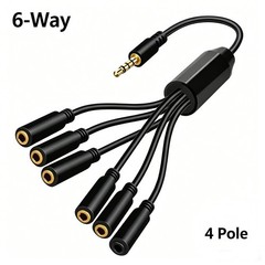 3.5mm TRRS 4-Pole Male to 5/6 Way Female Stereo AUX Audio Splitter Cable