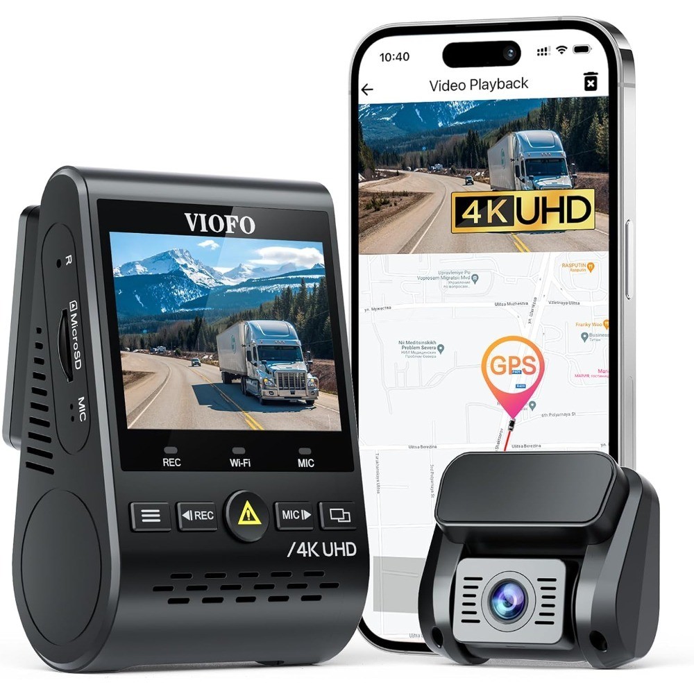 4K Dash Cam Front and Rear, 3840x2160P Ultra HD Car WiFi Camera with GPS,