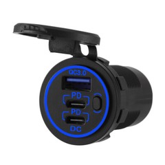 12V-24V QC3.0 + PD USB C Car Fast Charger Power Socket Outlet for Boat RV Lot