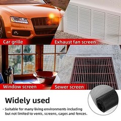 Universal 40″x13″ Car Grill Mesh – 1mm Round Hole – Black – PVC Coated 304SS