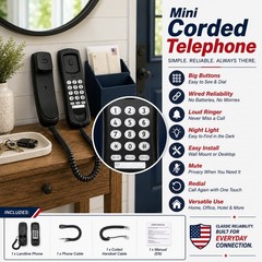 Corded Landline Phone Black Desk Wall Mount Telephone for Home Office Business
