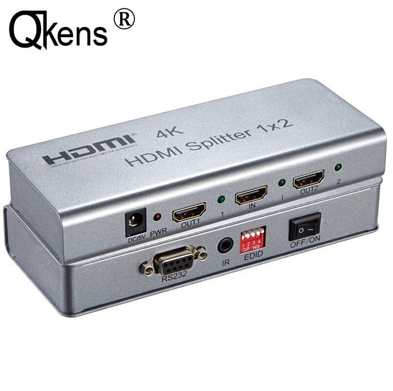 4K HDMI Splitter 1X2 1080P HDMI Switch Splitter with EDID RS232 TV HDTV 1 to 2