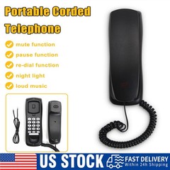 Black Corded Telephone Landline Phone for Home Office Desk Wall Mountable D3W1