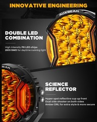 4X AUXBEAM 7″ LED Side Shooter Work Light Bar Fog Driving Pods DRL White+Amber