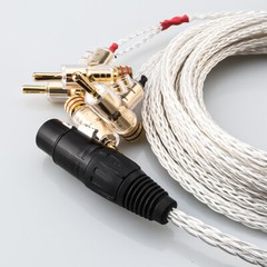 OCC Silver Plated HiFi Audio Speaker Cable 4Pin XLR Female to 4 Banana Connector