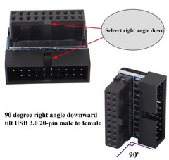 2PCS Down Right Angle USB 3.0 19-Pin Motherboard Internal Header Adapter 20pin