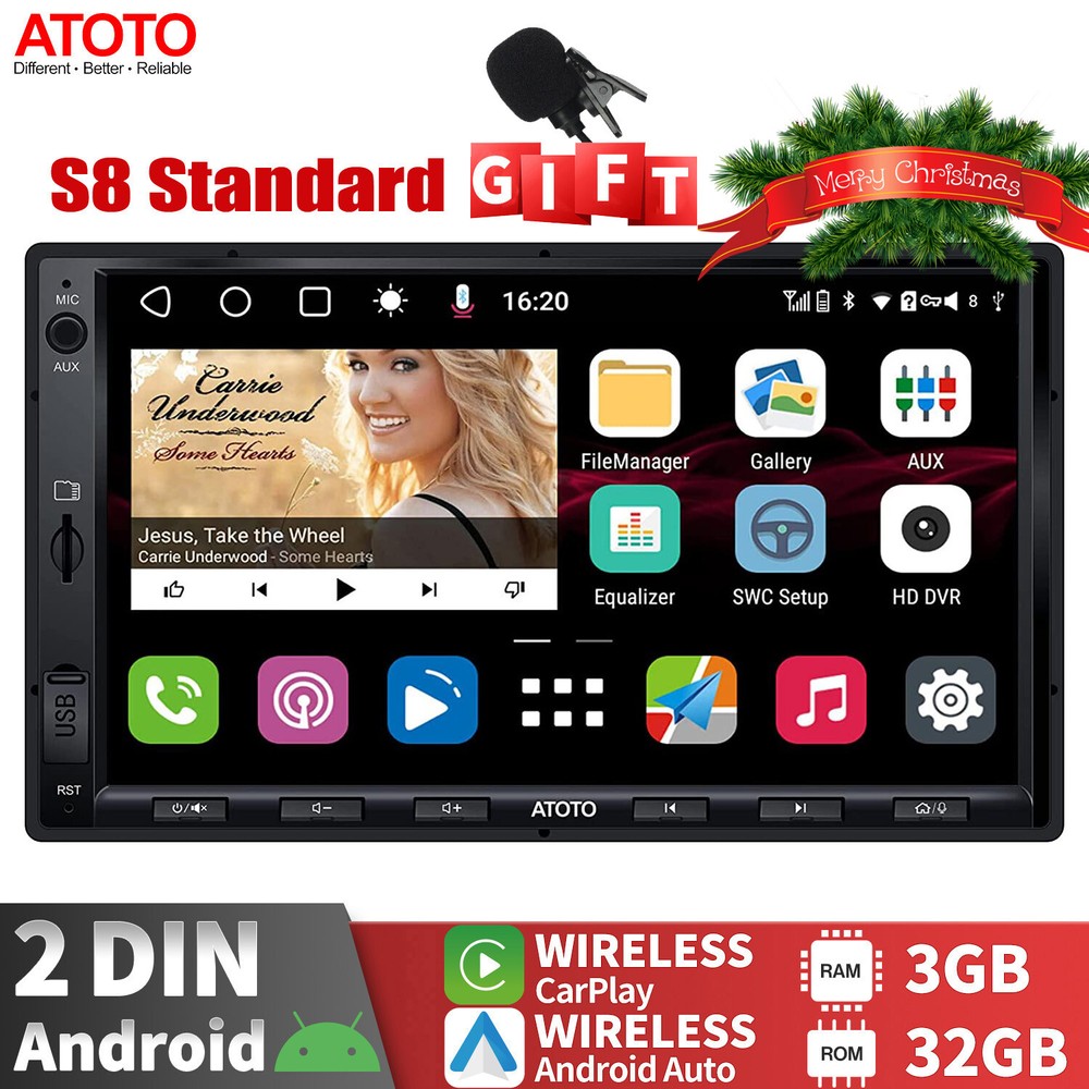 ATOTO S8 Standard 7in 2 DIN Car Stereo Radios Wireless Android Auto & CarPlay,BT