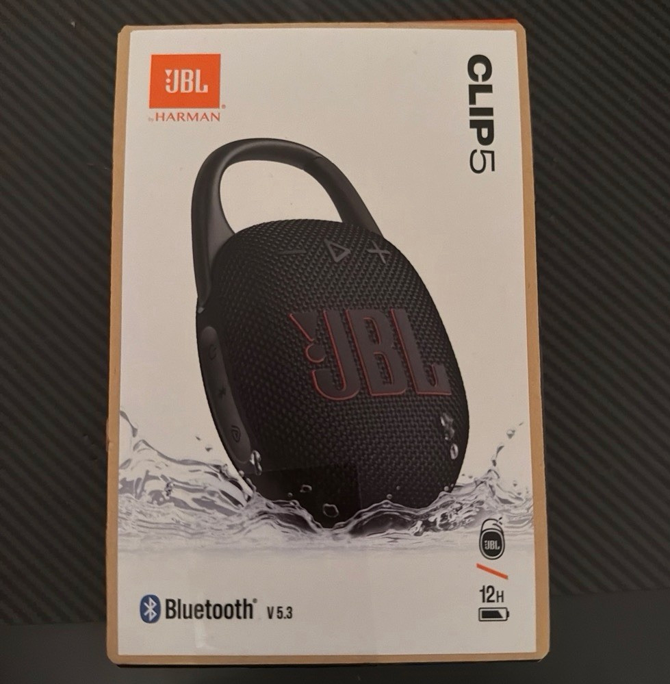 JBL Clip 5 Portable Bluetooth Speaker, Black – Portable Speaker unopened box