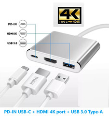 USB C to HDMI Adapter – 4K HDMI Port Multiport AV Converter PD-IN USB-C, USB 3.0