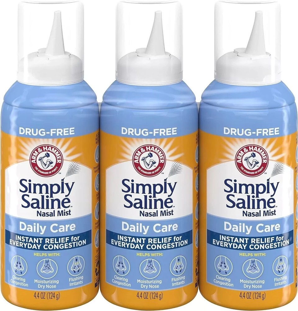ARM & HAMMER SIMPLY SALINE NASAL MIST 4.5 OZ. Each. 3-Pack. EXP-12/2024