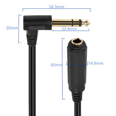 Right Angle 6.35Mm TRS Stereo Male to Female Audio Cable 2Pack | 1.64FT 90 Degre