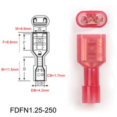100PCS Insulated Spade Wire Connectors Electrical Crimp Terminals Nylon Fully