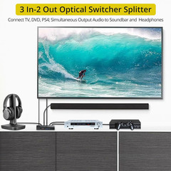 Digital Audio Switcher Splitter – 3 in 2 Out 3 Port Spdif Toslink Optical Swi…