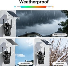 8MP 6K Triple Lens Solar Security Camera Outdoor, 5GHz/2.4GHz WiFi Wireless PTZ