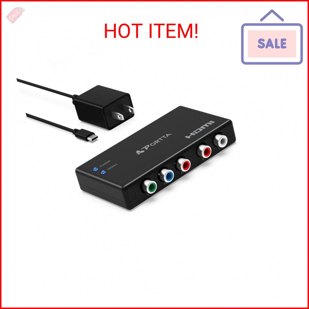 Portta Component to HDMI Converter, YPbPr RGB + R/L Audio to HDMI v1.3 Converter