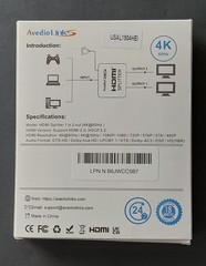 Avedio Links HDMI Splitter 1 In 2 Out 4K 60Hz HDCP 2.2 Screen Mirroring