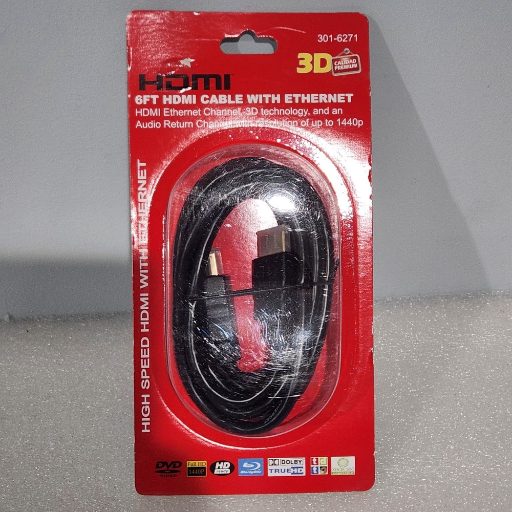 Digital High-Speed HDMI Cable PVC 2160p Black Cord (6 feet) WITH ETHERNET