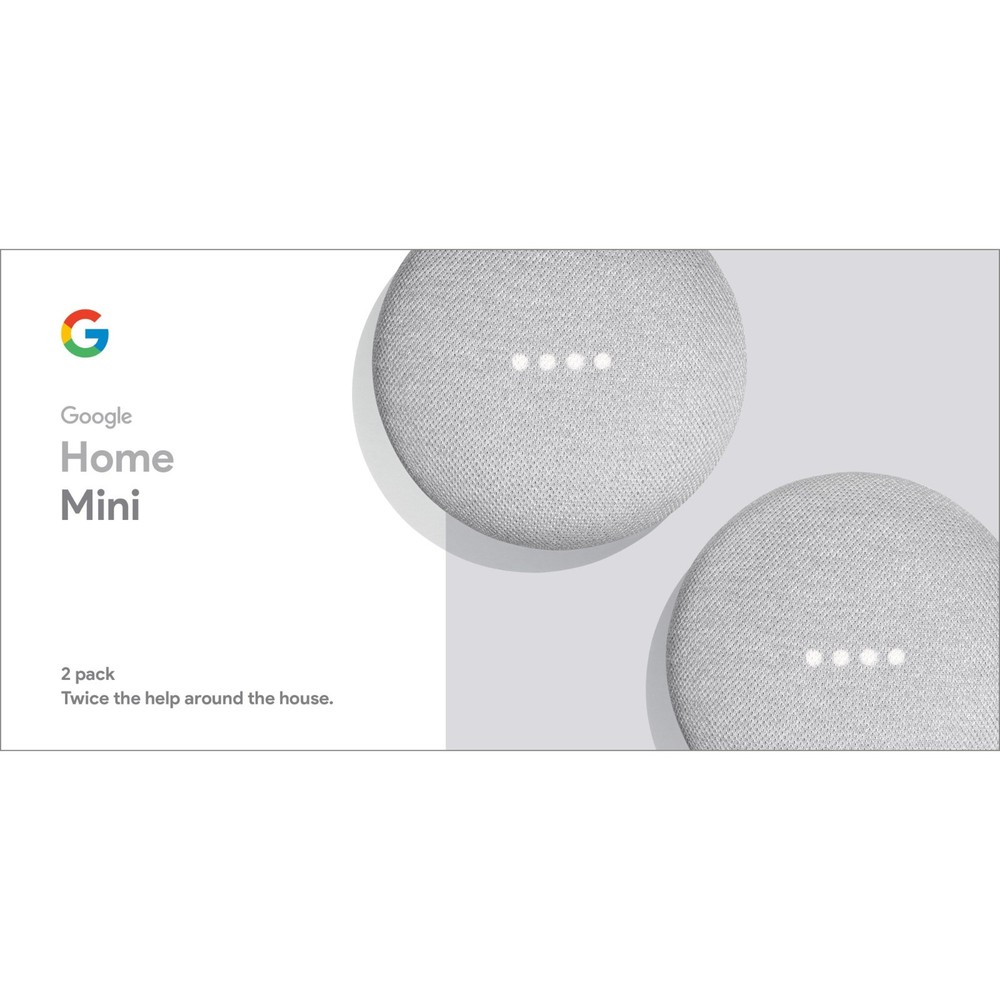 Google Home Mini Smart Assistant – Chalk (GA00377-US) 2 Pack