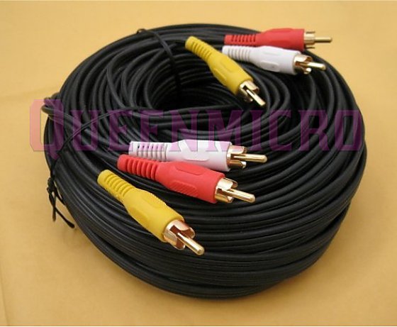 75Ft 3-RCA Composite AV Audio Video Gold Plated Cable Male to Male 75′ Foot