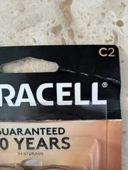 2 Pack Duracell C2 Alkaline Batteries. Trusted Brand, 10 Years Guarantee. New.