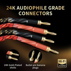 12 AWG 2Pack Audiophile Speaker Cable – Speaker Wire with Banana Plugs,4N OFC…