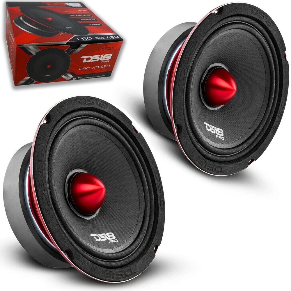 2) DS18 PRO-X6.4BM 1000 Watt 6.5″ Midrange Speakers Bullet Car Loudspeaker 4-Ohm