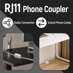 Versatile 25FT RJ11 Landline Extension Cord with Telephone Coupler and Clips