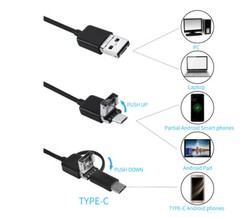 5M 6LEDs Snake Endoscope Borescope 8/7mm Inspection USB Camera Scope For Android