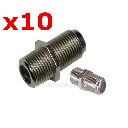 F Type Coax Coaxial Cable Coupler Female Jack Adapter Connector – 10 Pack Lot