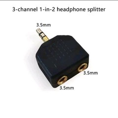 1 Male to 2 Female Gold Plated 3.5mm Y Audio Splitter Headphone Adapter Black Y
