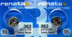 FRESH 2 PCS RENATA CELL BATTERIES 362 SR721SW S721 V362 GP62 D361 601