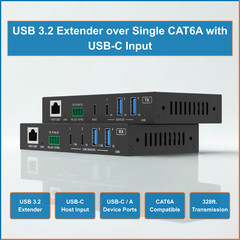 J-Tech Digital USB 3.2 Extender over Cat6A Ethernet Cable with USB-C Input