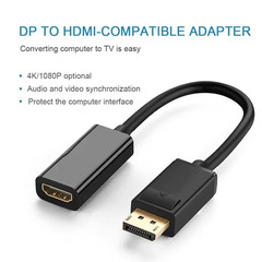 4K DisplayPort to HDMI Adapter DP Male to HDMI Female Video Audio Converter
