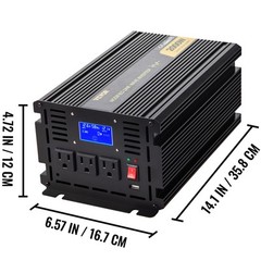 VEVOR Power Inverter Modified Sine Wave Inverter 2000W DC 12V to AC 120V w/LCD