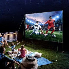 VEVOR Outdoor Movie Screen w/ Stand Portable Projector Screen 150″ 16:9 HD 4K