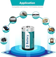 Rechargeable D Size Batteries 4 Pack with USB-C 4 in 1 Charging Cable, 1.5V L…