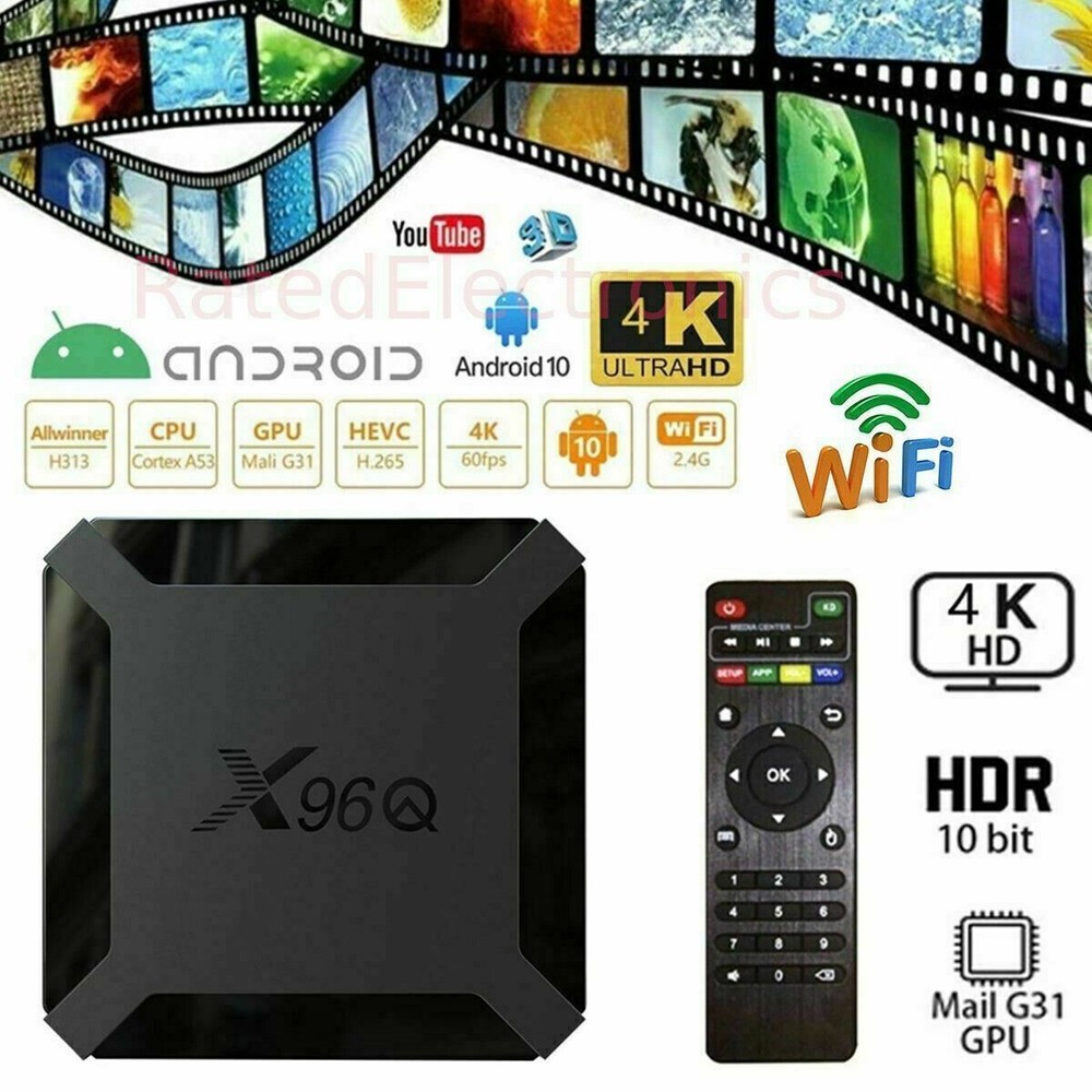 Android 10.0 TV Box X96Q Quad Core HD 4K Media Stream Player Mini PC Dual WiFi