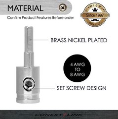 2 Wire Gauge Reducing Adapter Terminal 4 to 8 GA AWG Brass Nickel Set Screw Car
