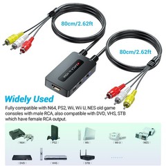 Dual Port RCA to HDMI Converter – 2 Composite AV to HD Output for N64/Wii/PS2/DV