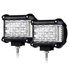 2x Tri Row 4″inch 90W Pods LED Work Light Bar FLOOD Offroad ATV SUV 4WD PK 18W