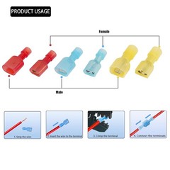 Spade Terminal Wire Connectors 100Pcs Male Female Insulated Quick Disconnect Set