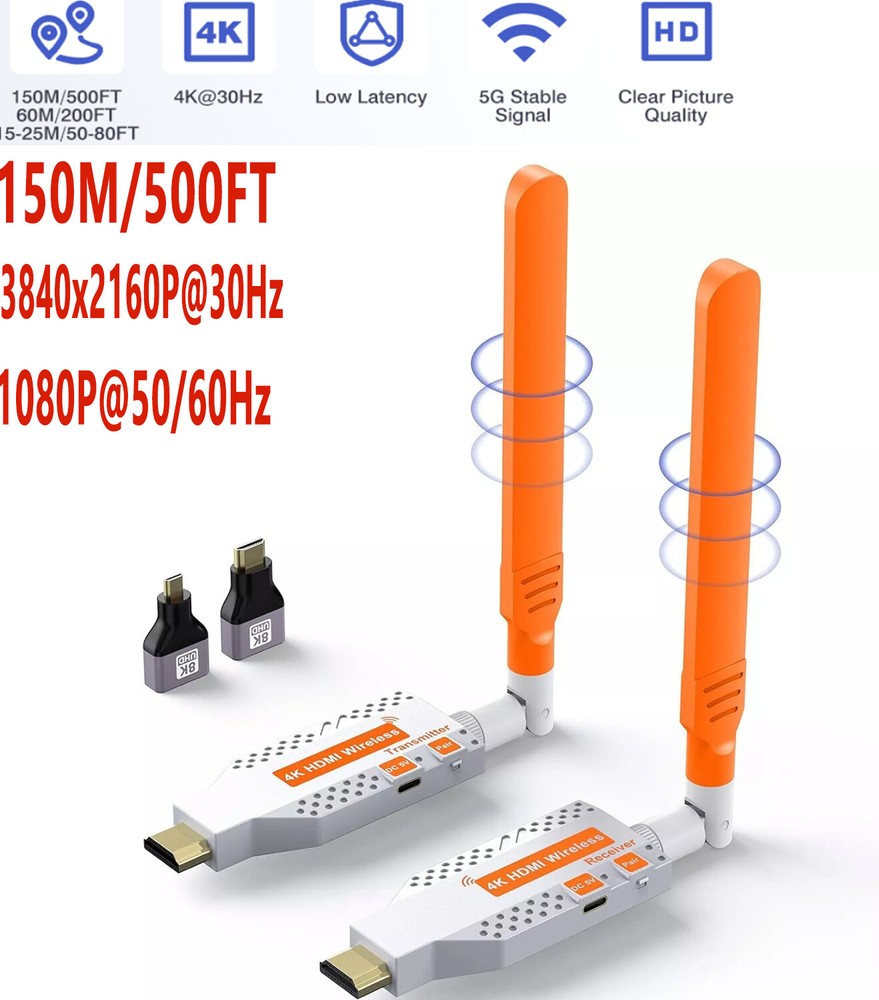 500FT/150M 2160P Wireless HDMI Transmitter and Receiver Audio Video Extender