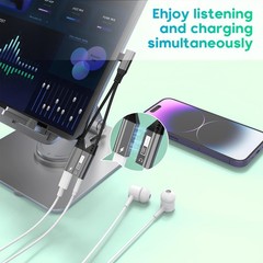 Magnetic 2-IN-1 Right Angle Lightning to 3.5mm Audio Jack Headphone and Charg…