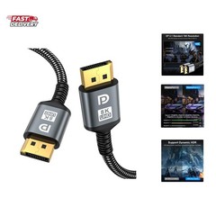 16K DisplayPort Cable 2.1, 6.6 FT DP Cable[16K@60Hz,8K@120Hz,4K@240Hz, 40Gbps…