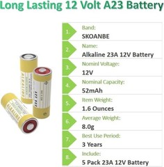 5 Pack Alkaline L1028F 23A 12 Volt Batteries for Celling Fan and Remote
