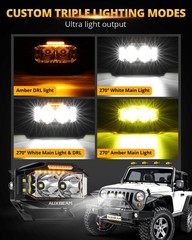 AUXBEAM 4″inch 72W Side Shooter LED Work Pods Lights with Amber DRL Driving Lamp