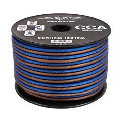 Skar Audio 12 Gauge CCA Car Audio Speaker Wire – 100 Feet (Matte Brown/Blue)