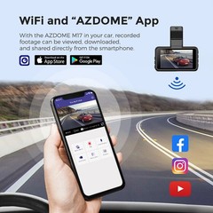 AZDOME 3″ FHD 1080P Dash Cam WiFi ADAS Car DVR Camera APP Park Mode Night Vision