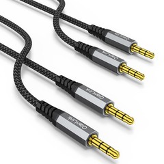 2 Pack AUX Cable, (6.6ft/2m, Hi-Fi Sound) 3.5mm TRS Auxiliary Audio Cable Nyl…