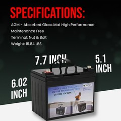 2pack 12V 33Ah Deep Cycle Trolling Motor Marine Battery in Series 24V 36V 48V